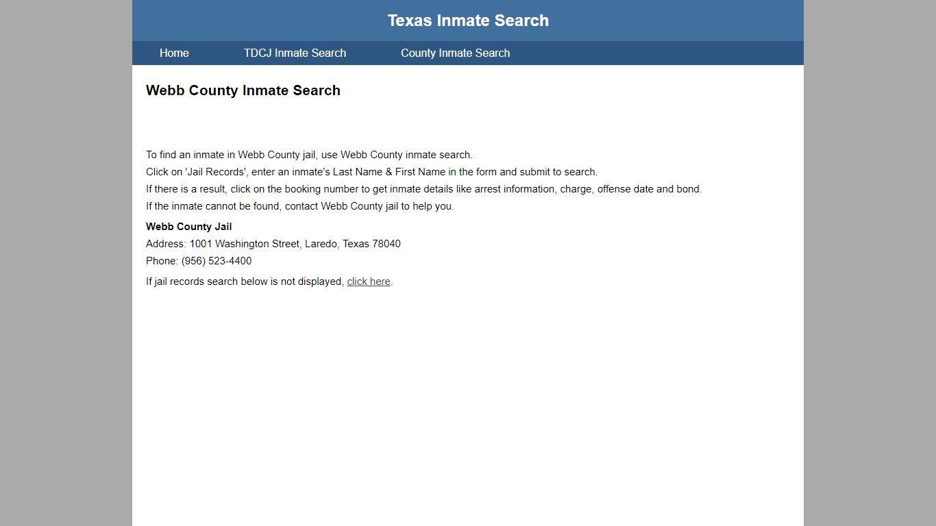 Webb County Jail Inmate Search