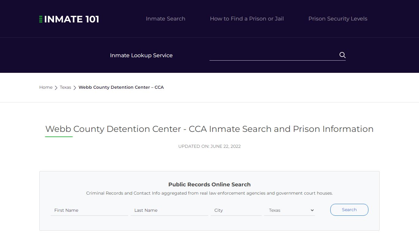 Webb County Detention Center - CCA Inmate Search ...
