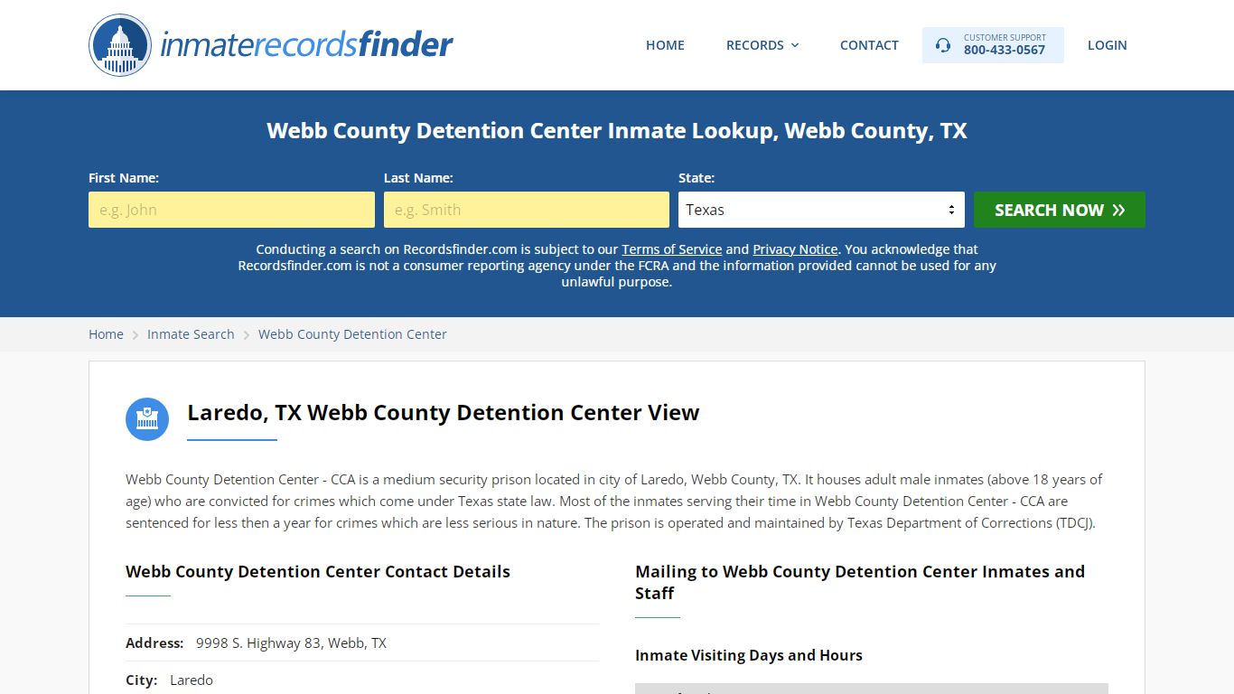 Webb County Detention Center Roster & Inmate Search, Webb ...