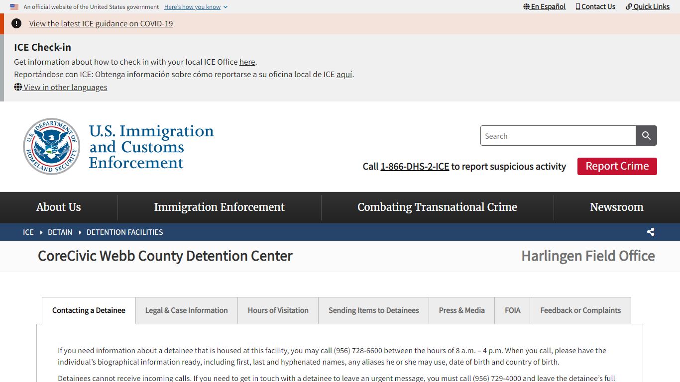 Webb County Detention Center | ICE